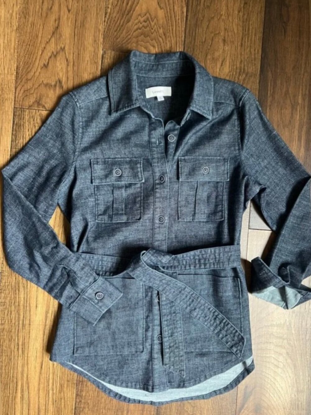 Anthropologie Level 99 Denim Belted Shacket - Picture 7 of 9